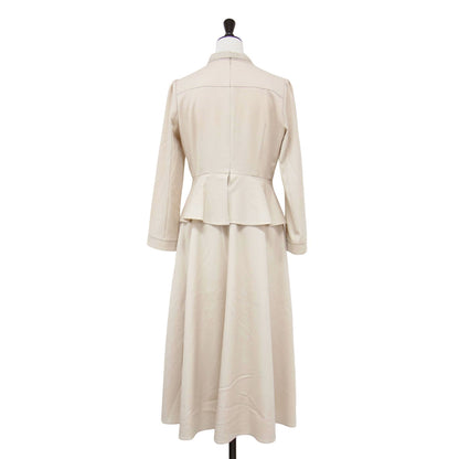 23秋冬 ペプラム デザイン デニム ワンピース / ミディ丈 長袖 ボウタイ フレア