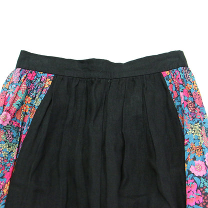 リネン リバティ ロング スカート / フレア タック Aライン 花柄 コットン