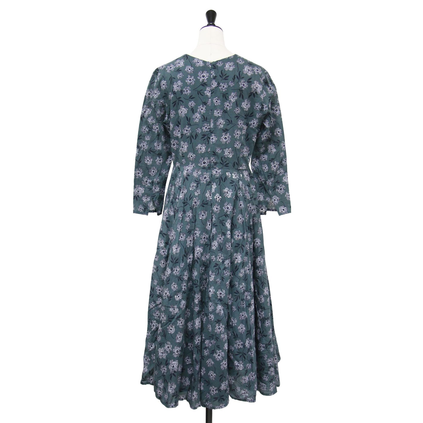 × UNITED ARROWS 別注 マドモアゼルのドレス / ワンピース 長袖 Vネック ロング丈 花柄 フレア コットン