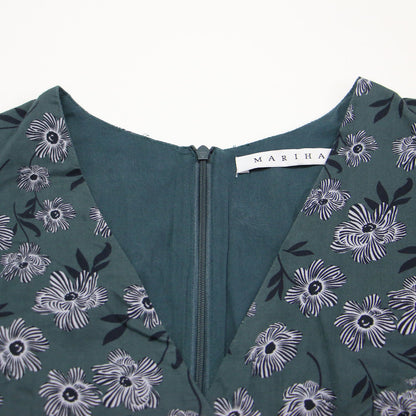 × UNITED ARROWS 別注 マドモアゼルのドレス / ワンピース 長袖 Vネック ロング丈 花柄 フレア コットン