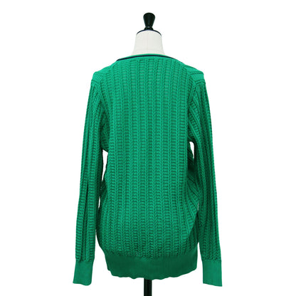 23春夏 変形 ケーブル ロングカーディガン / ニット 長袖 Vネック メタルボタン コットン ナイロン