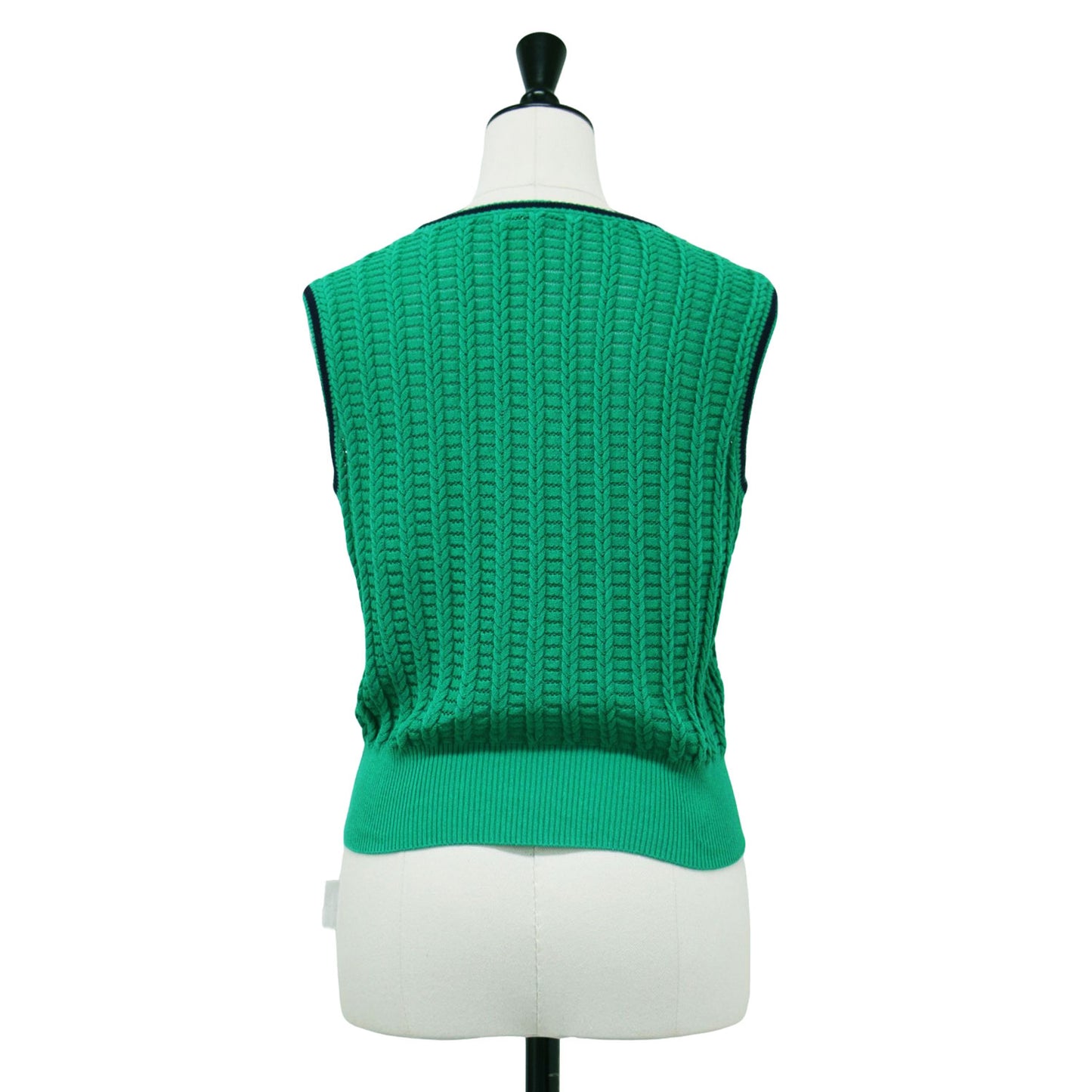 23春夏 変形 ケーブル ノースリーブ プルオーバー / ニット クルーネック メタルボタン コットン ナイロン