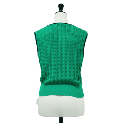 23春夏 変形 ケーブル ノースリーブ プルオーバー / ニット クルーネック メタルボタン コットン ナイロン