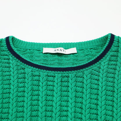 23春夏 変形 ケーブル ノースリーブ プルオーバー / ニット クルーネック メタルボタン コットン ナイロン