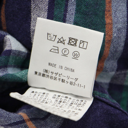 チェック柄 ノースリーブ スキッパー ブラウス / プルオーバー Vネック Aライン コットン リネン