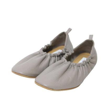 スクエア ギャザー フラット シューズ / ギャザー スクエアトゥ プルストラップ スリッポン