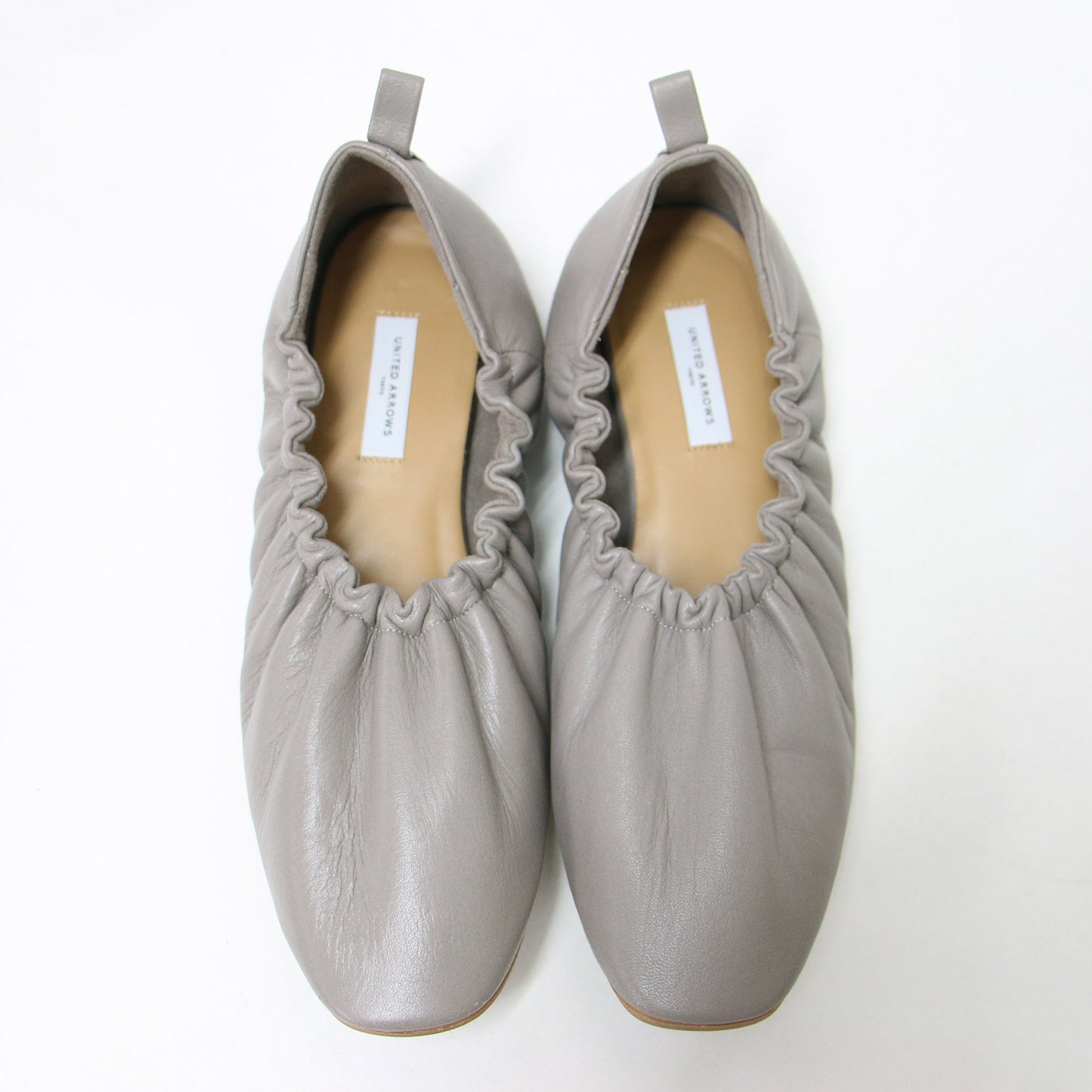 スクエア ギャザー フラット シューズ / ギャザー スクエアトゥ プルストラップ スリッポン