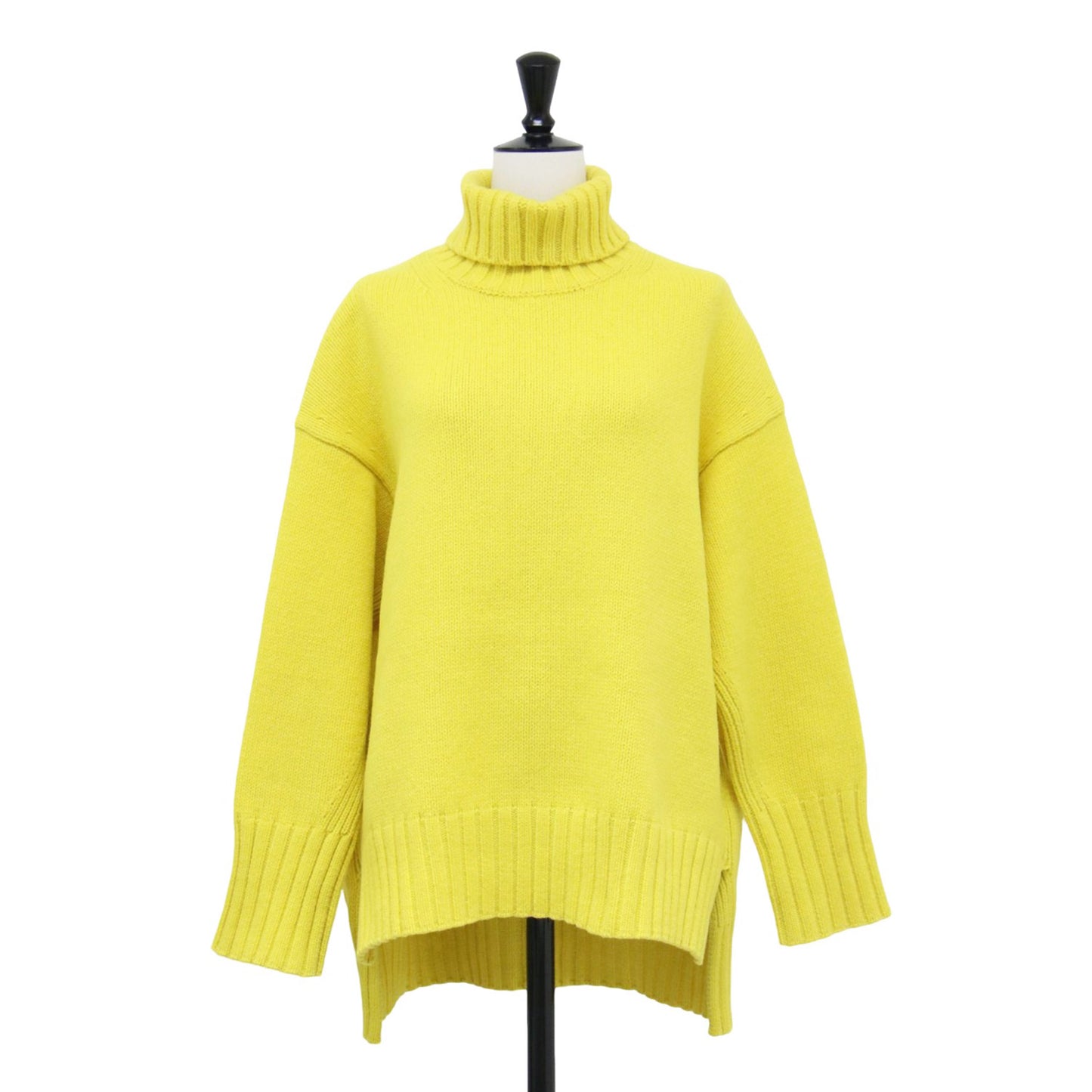 ウール カシミヤ ハイネック プルオーバー / ニット ヘムライン 長袖 ワイド ミドルゲージ スリット