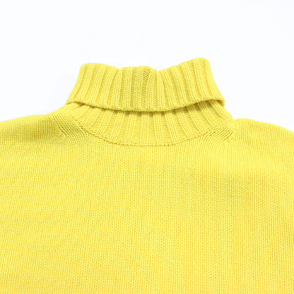 ウール カシミヤ ハイネック プルオーバー / ニット ヘムライン 長袖 ワイド ミドルゲージ スリット