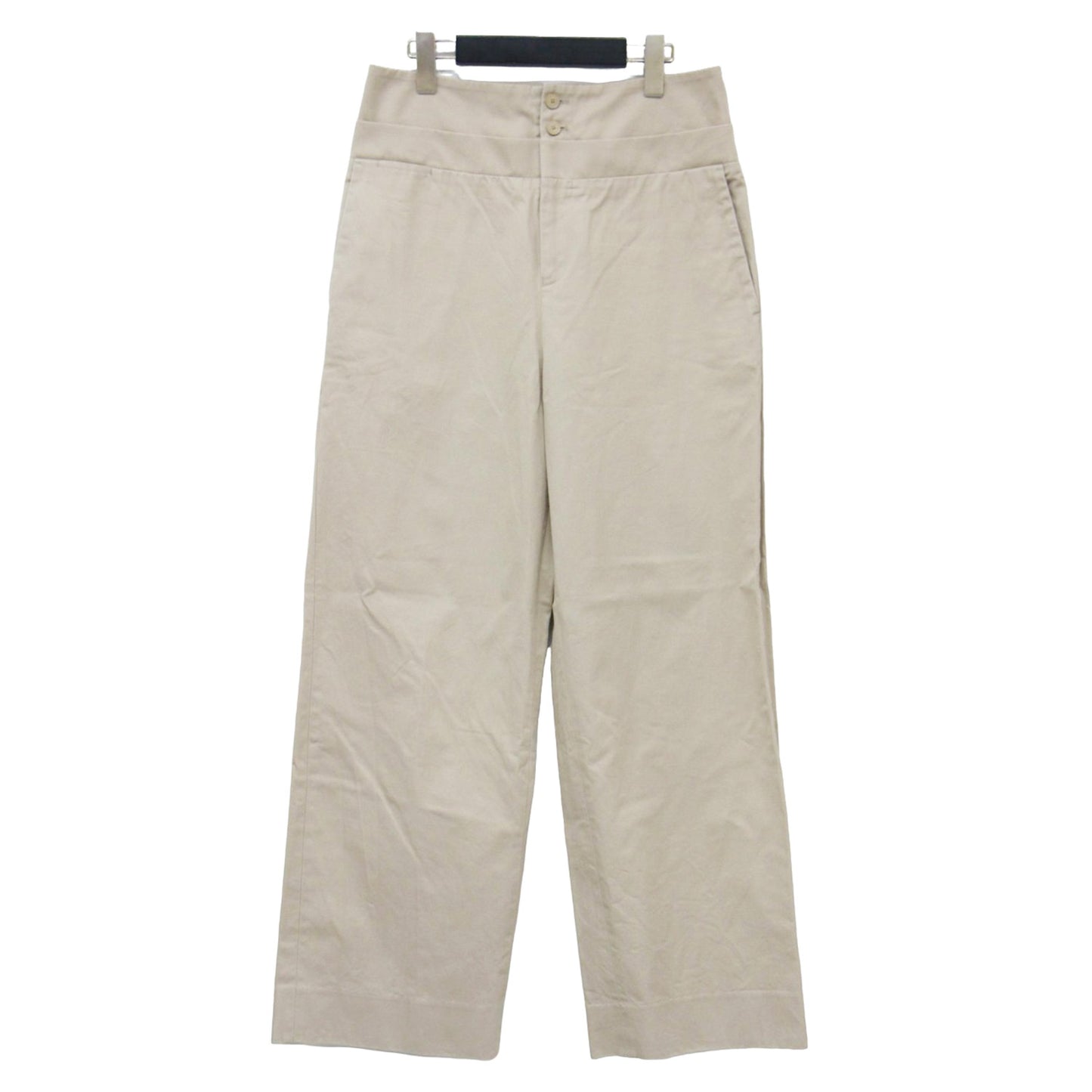 22春夏 ダブルウエスト チノ ストレートパンツ / ワイドパンツ ハイウエスト コットン