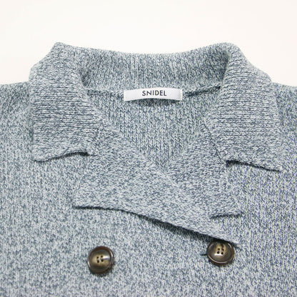 25春夏 トレンチ ニット ワンピース / ミニ丈 膝上 半袖 ダブルボタン メランジ