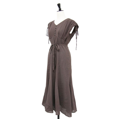 23春夏 カラー ボイル マーメイドワンピース / ドレス ノースリーブ Vネック ロング丈 コットン