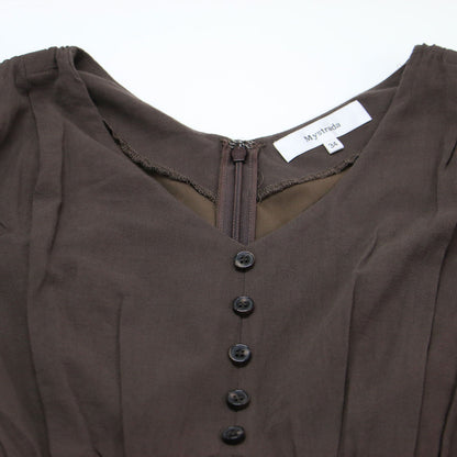 23春夏 カラー ボイル マーメイドワンピース / ドレス ノースリーブ Vネック ロング丈 コットン