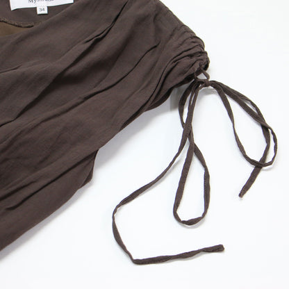 23春夏 カラー ボイル マーメイドワンピース / ドレス ノースリーブ Vネック ロング丈 コットン