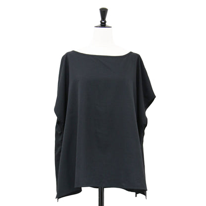 24秋冬 マット サテン オーバーサイズド プルオーバー / ブラウス フレンチスリーブ ワイド スリット