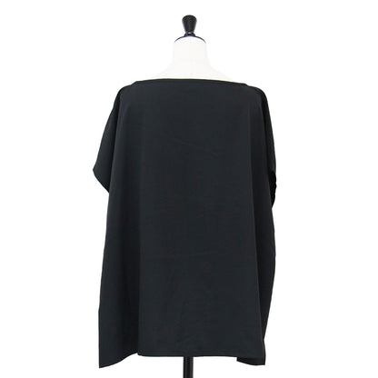 24秋冬 マット サテン オーバーサイズド プルオーバー / ブラウス フレンチスリーブ ワイド スリット