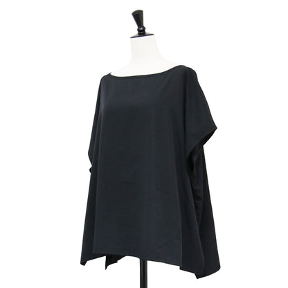 24秋冬 マット サテン オーバーサイズド プルオーバー / ブラウス フレンチスリーブ ワイド スリット