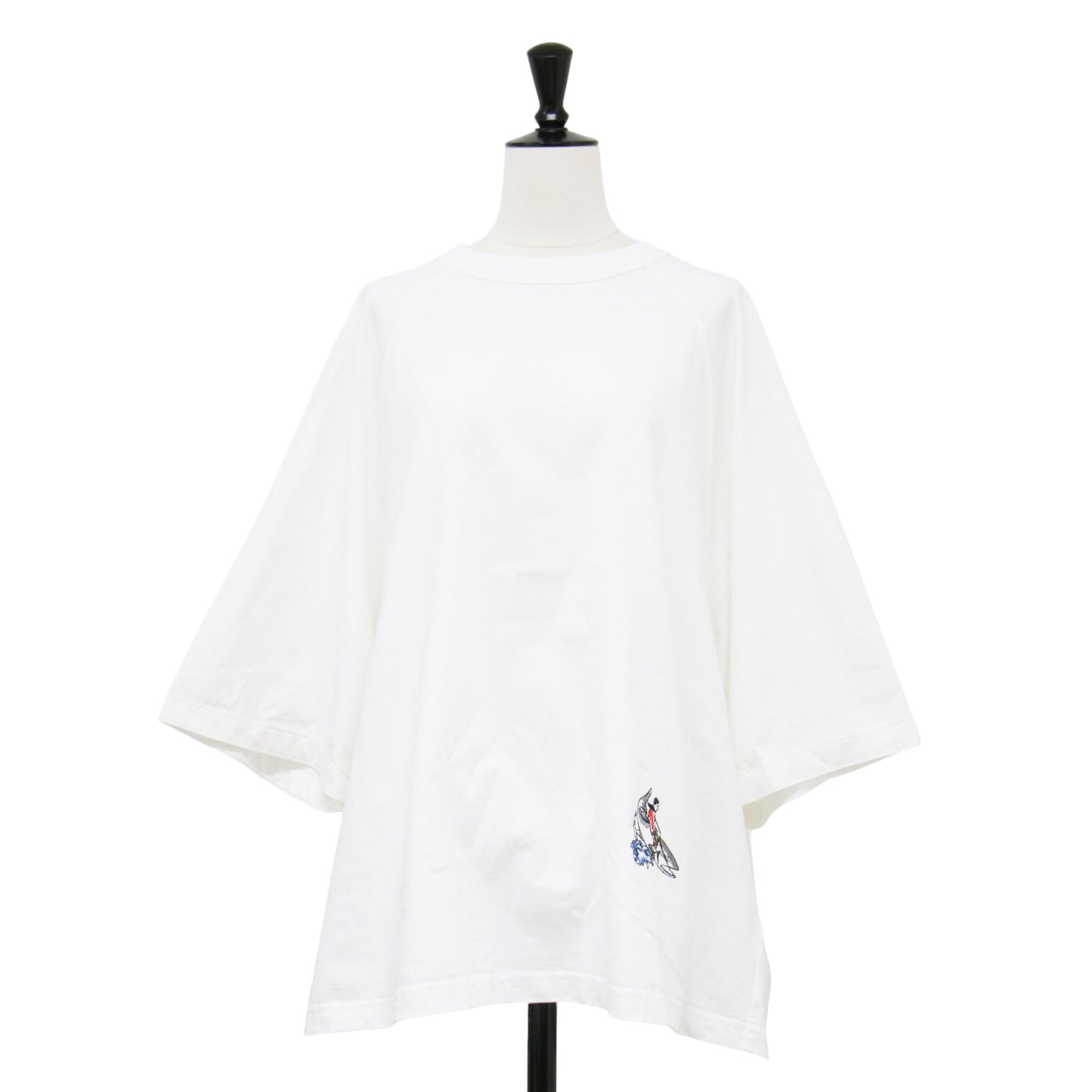 24春夏 ソフト コットン ジャージー Tシャツ / カットソー 半袖 クルーネック ラグラン ワイド 刺繍