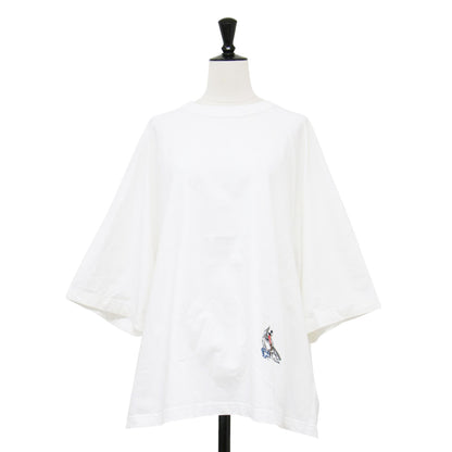 24春夏 ソフト コットン ジャージー Tシャツ / カットソー 半袖 クルーネック ラグラン ワイド 刺繍