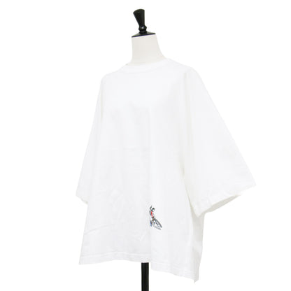 24春夏 ソフト コットン ジャージー Tシャツ / カットソー 半袖 クルーネック ラグラン ワイド 刺繍