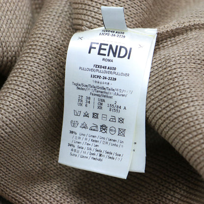 25春夏 ロゴ 刺繍 オーバーサイズ Vネック 半袖 ニット / セーター プルオーバー ワイド スリット リネン シルク コットン