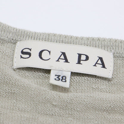 リネン Vネック 半袖 ニット / プルオーバー 5分袖 はしごレース