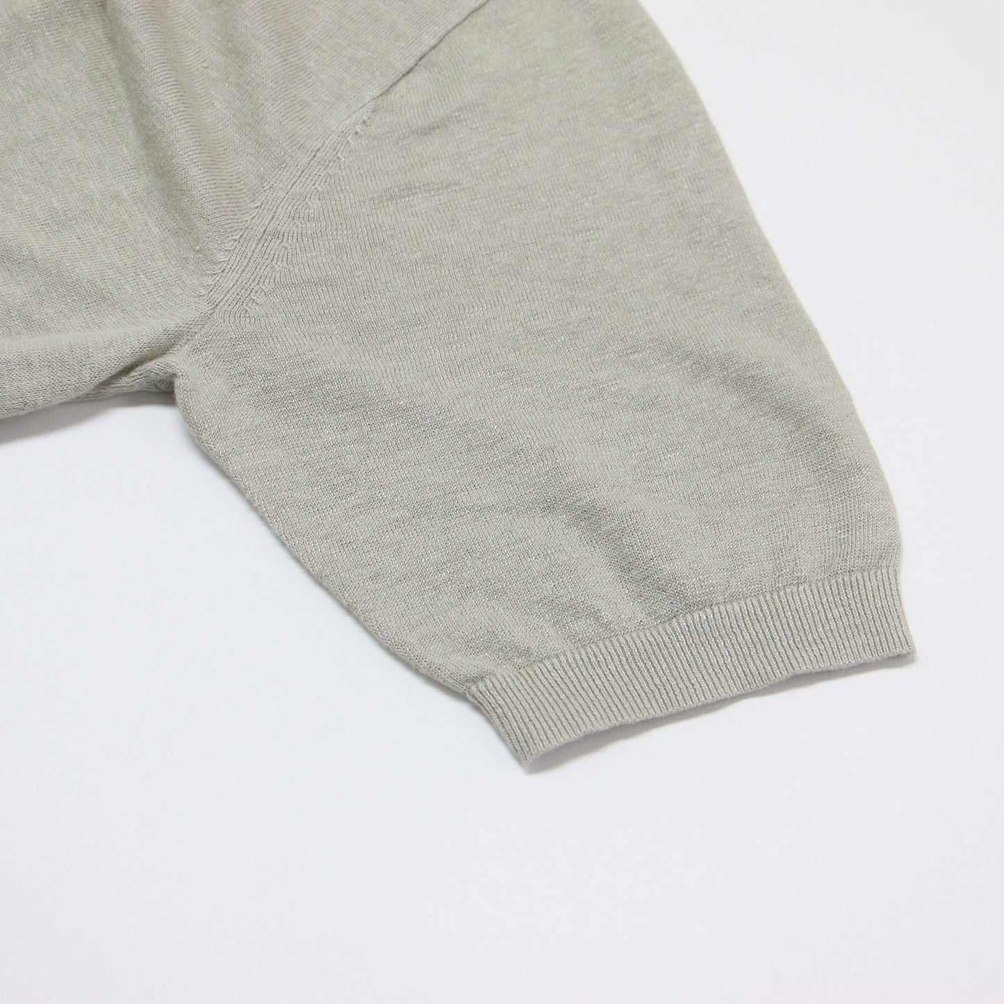 リネン Vネック 半袖 ニット / プルオーバー 5分袖 はしごレース