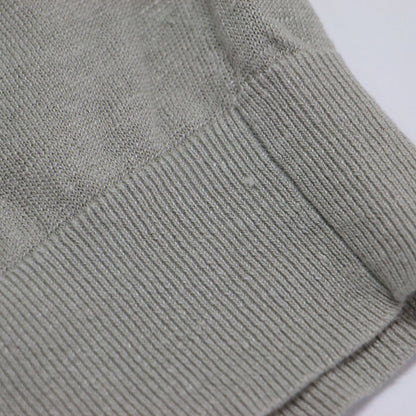 リネン Vネック 半袖 ニット / プルオーバー 5分袖 はしごレース