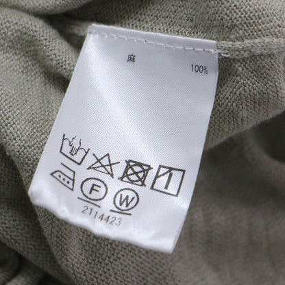 リネン Vネック 半袖 ニット / プルオーバー 5分袖 はしごレース