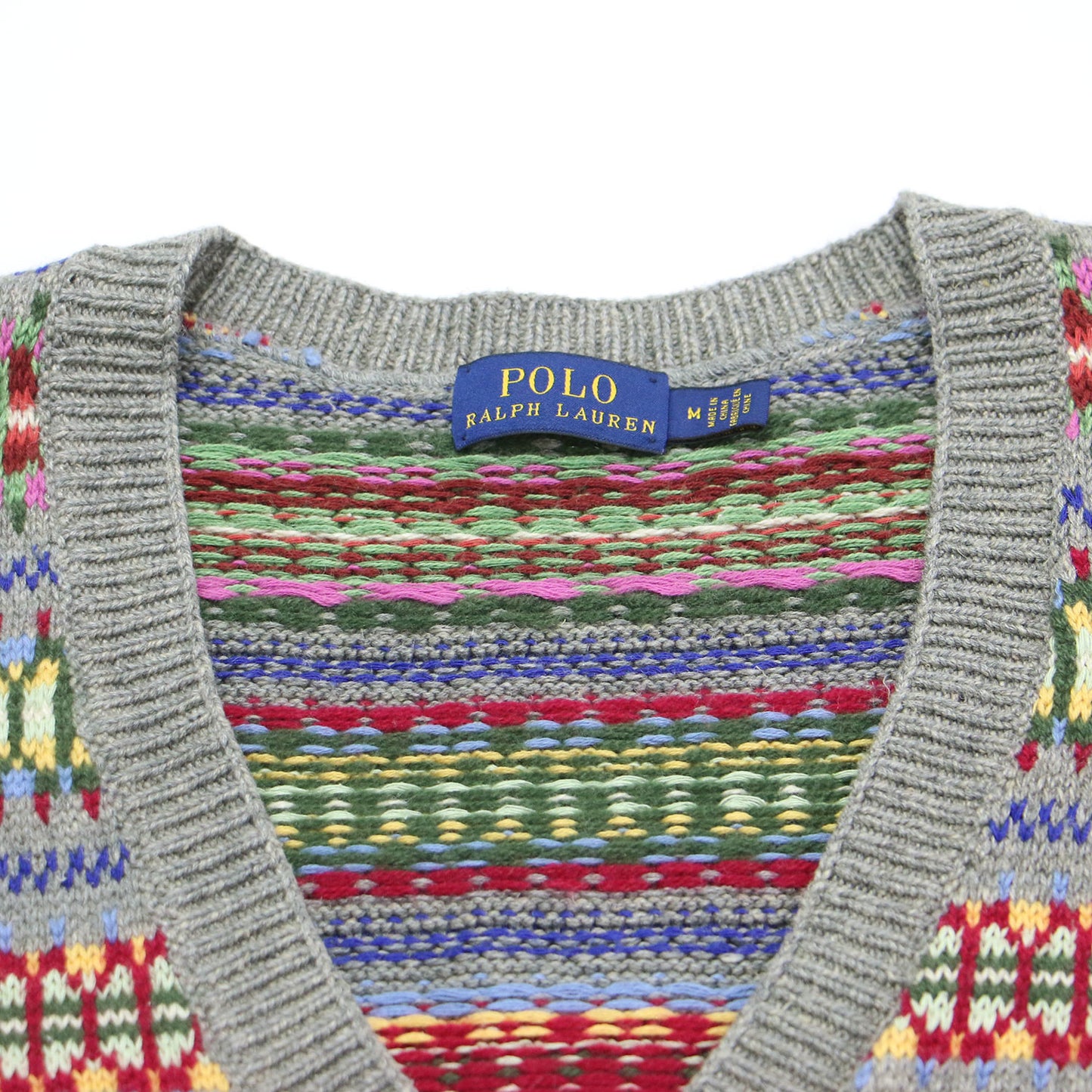 フェア アイル Vネック ボーダー ニット ベスト / プルオーバー ノースリーブ 総柄 スリット シルク コットン カシミヤ