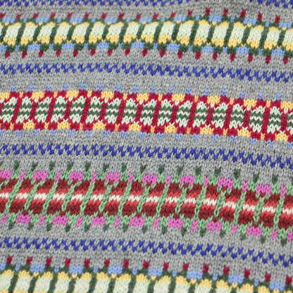 フェア アイル Vネック ボーダー ニット ベスト / プルオーバー ノースリーブ 総柄 スリット シルク コットン カシミヤ