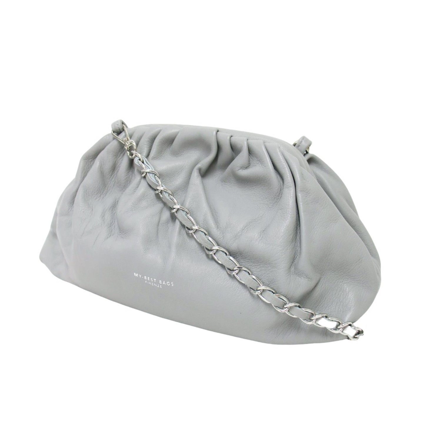 レザー チェーン ショルダーバッグ / POCHETTE GRANDE クラッチ 肩掛け クロスボディ タック