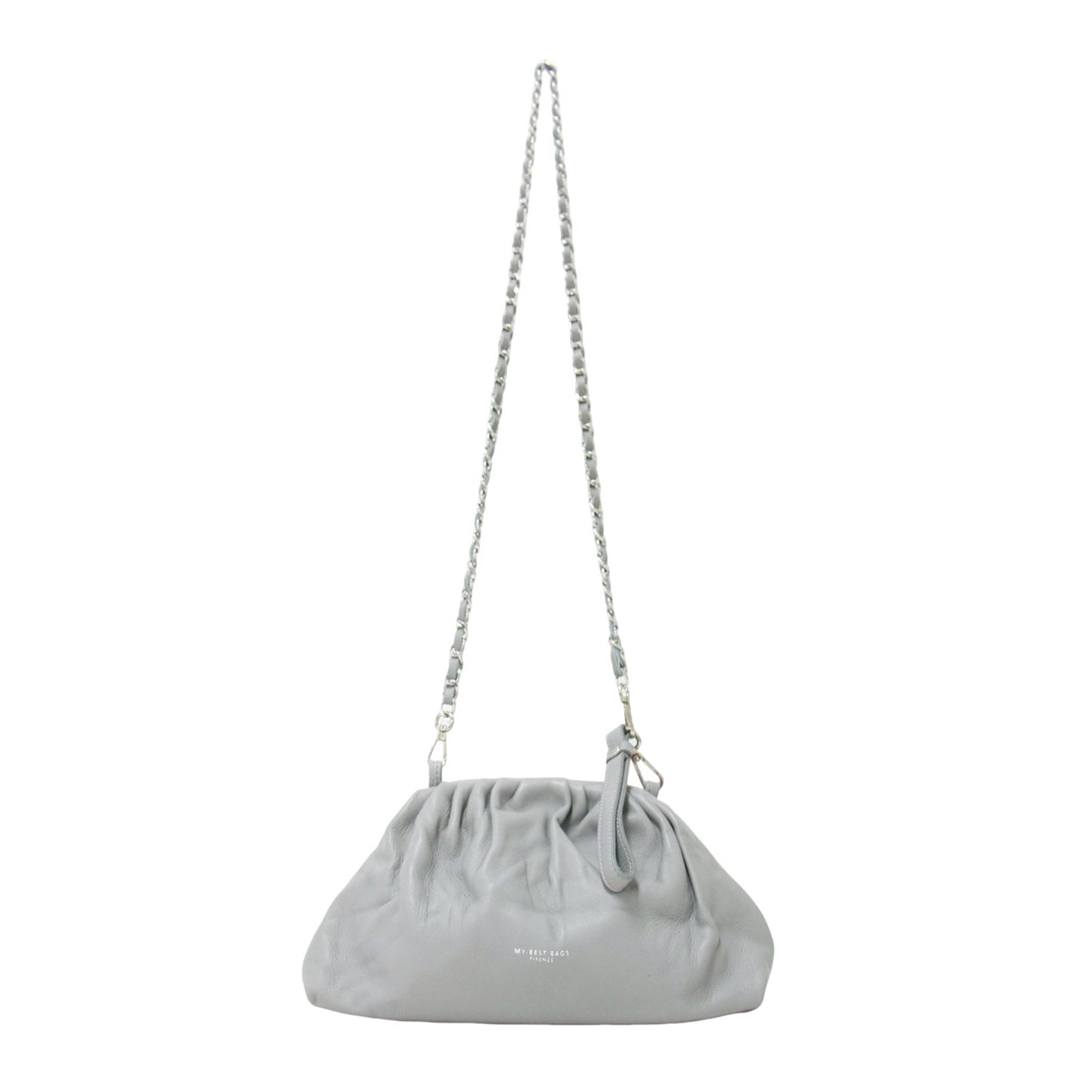 レザー チェーン ショルダーバッグ / POCHETTE GRANDE クラッチ 肩掛け クロスボディ タック