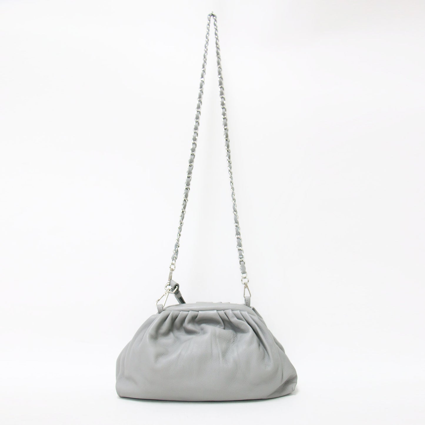 レザー チェーン ショルダーバッグ / POCHETTE GRANDE クラッチ 肩掛け クロスボディ タック