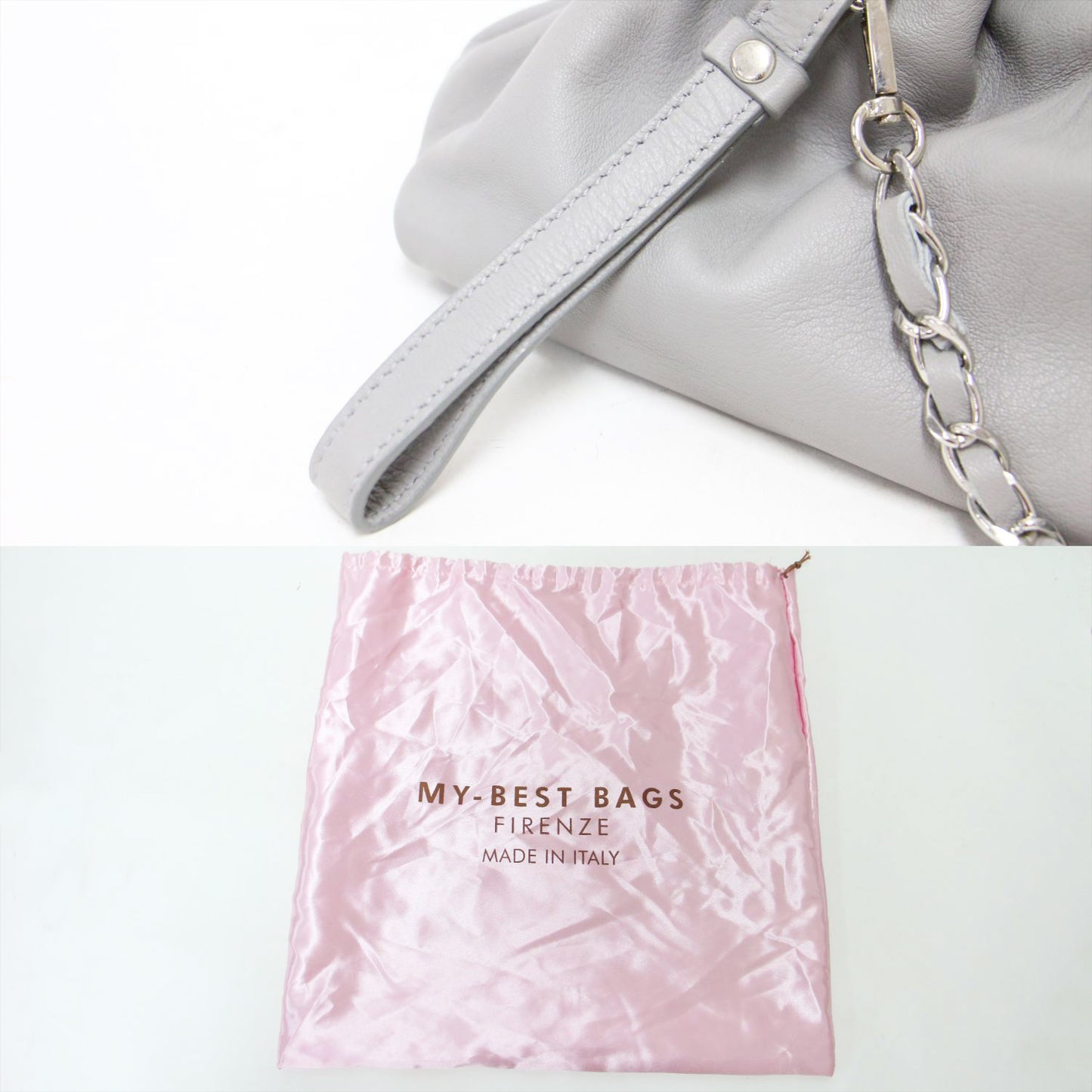 レザー チェーン ショルダーバッグ / POCHETTE GRANDE クラッチ 肩掛け クロスボディ タック