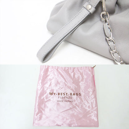 レザー チェーン ショルダーバッグ / POCHETTE GRANDE クラッチ 肩掛け クロスボディ タック