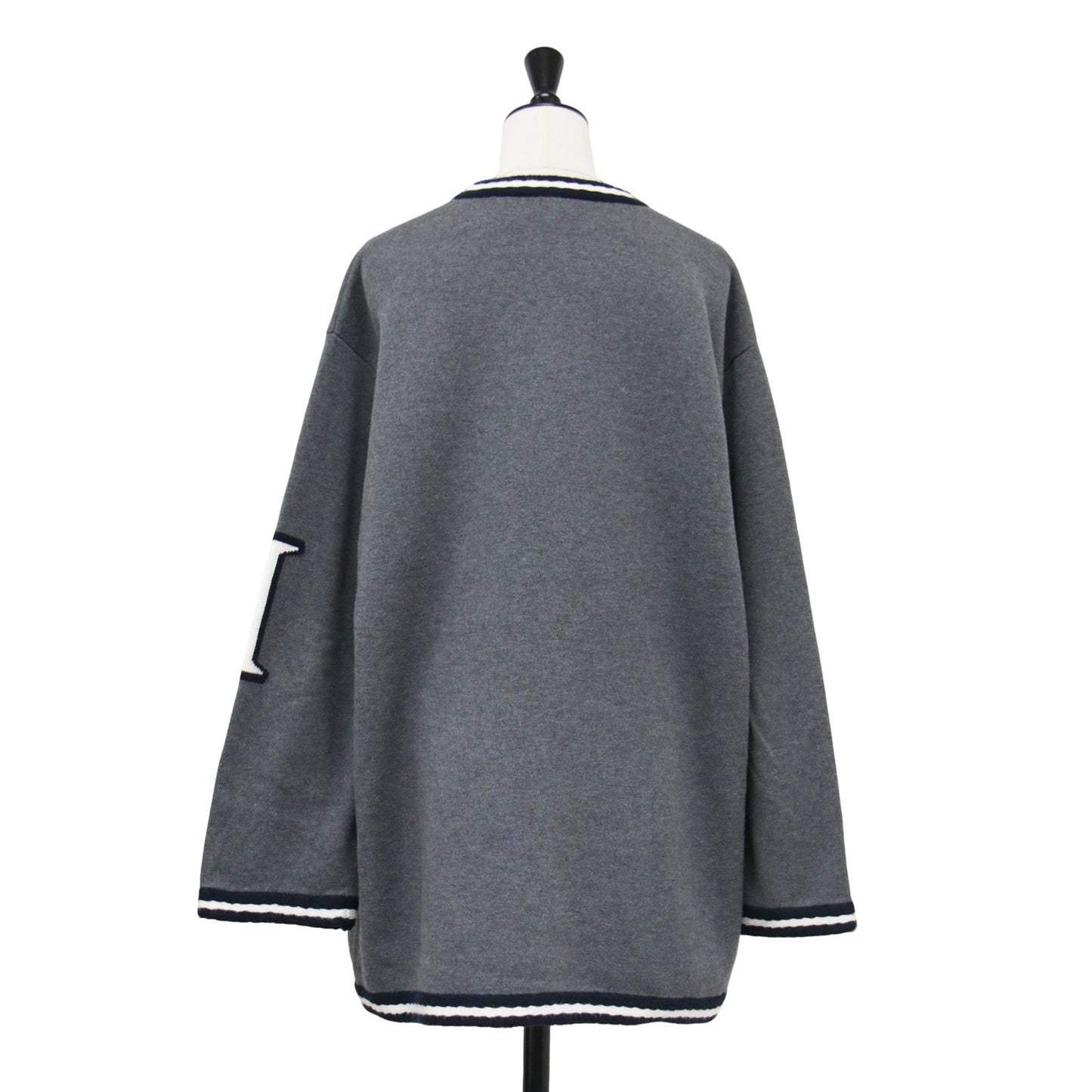 23秋冬 レタードカーディガン / ニット 長袖 チュニック丈 Vネック カシミヤブレンド