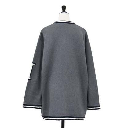 23秋冬 レタードカーディガン / ニット 長袖 チュニック丈 Vネック カシミヤブレンド