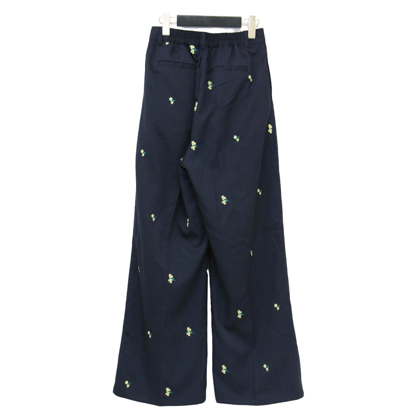 25春夏 ツイルフラワー 刺繍 タック パンツ / フルレングス ワイドセンタープレス 小花柄