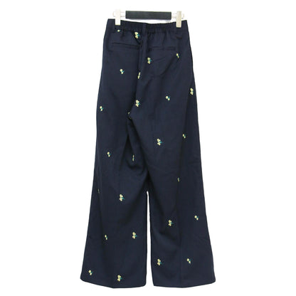 25春夏 ツイルフラワー 刺繍 タック パンツ / フルレングス ワイドセンタープレス 小花柄