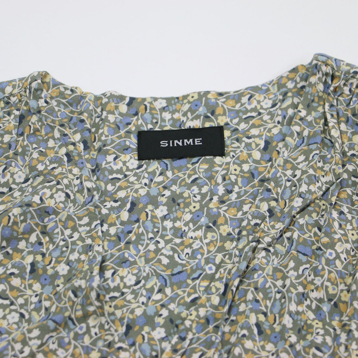 22春夏 フラワープリント カシュクール ワンピース / ドレス 長袖 Vネック マキシ丈 フレア Aライン ギャザー 総柄