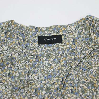 22春夏 フラワープリント カシュクール ワンピース / ドレス 長袖 Vネック マキシ丈 フレア Aライン ギャザー 総柄