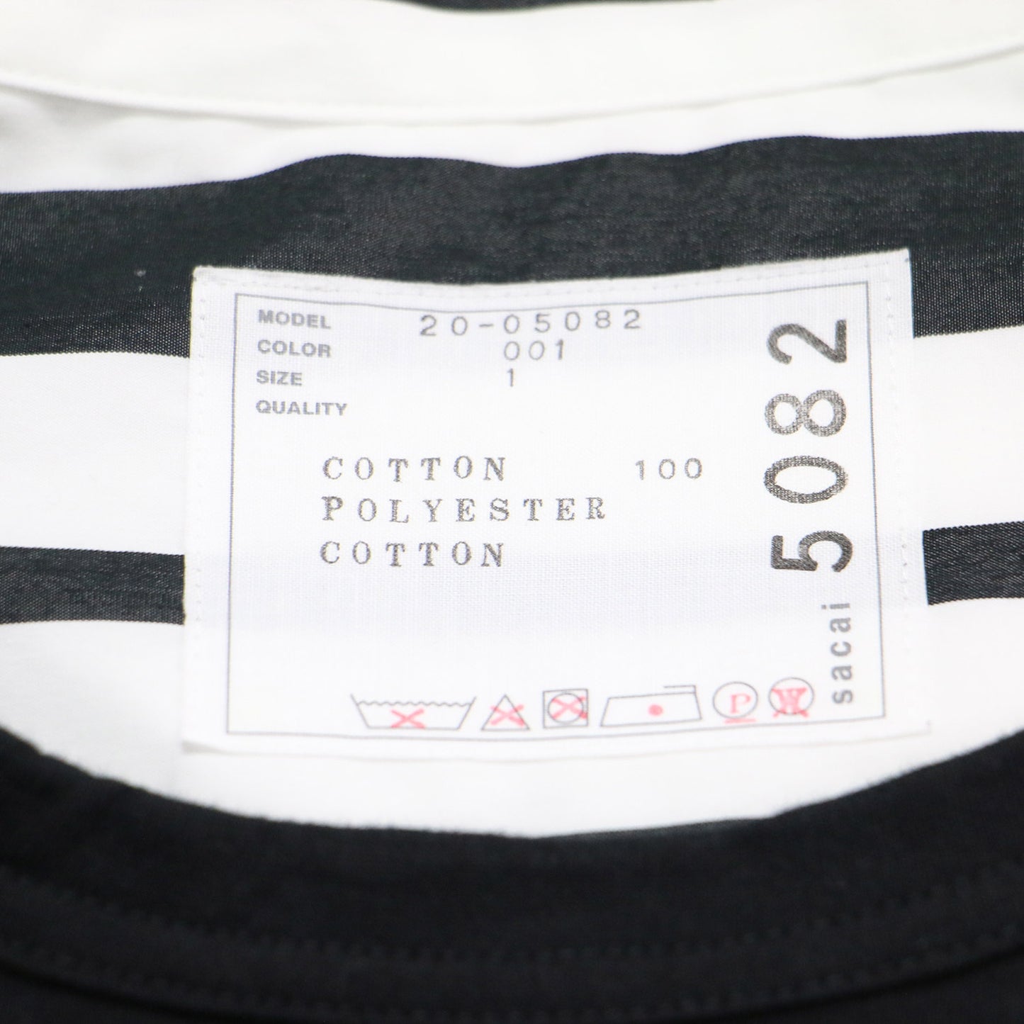 20春夏 コットン ポプリン アシンメトリー シャツカットソー / プルオーバー 半袖 クルーネック ストライプ ドッキング 異素材