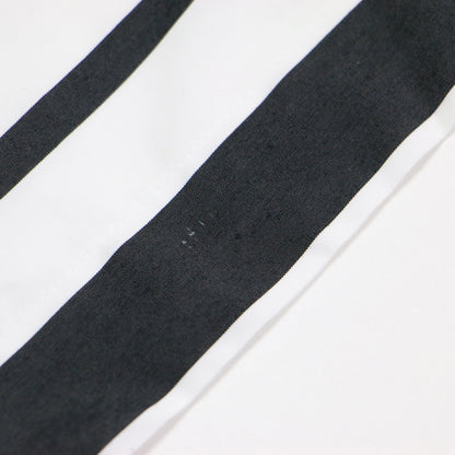 20春夏 コットン ポプリン アシンメトリー シャツカットソー / プルオーバー 半袖 クルーネック ストライプ ドッキング 異素材