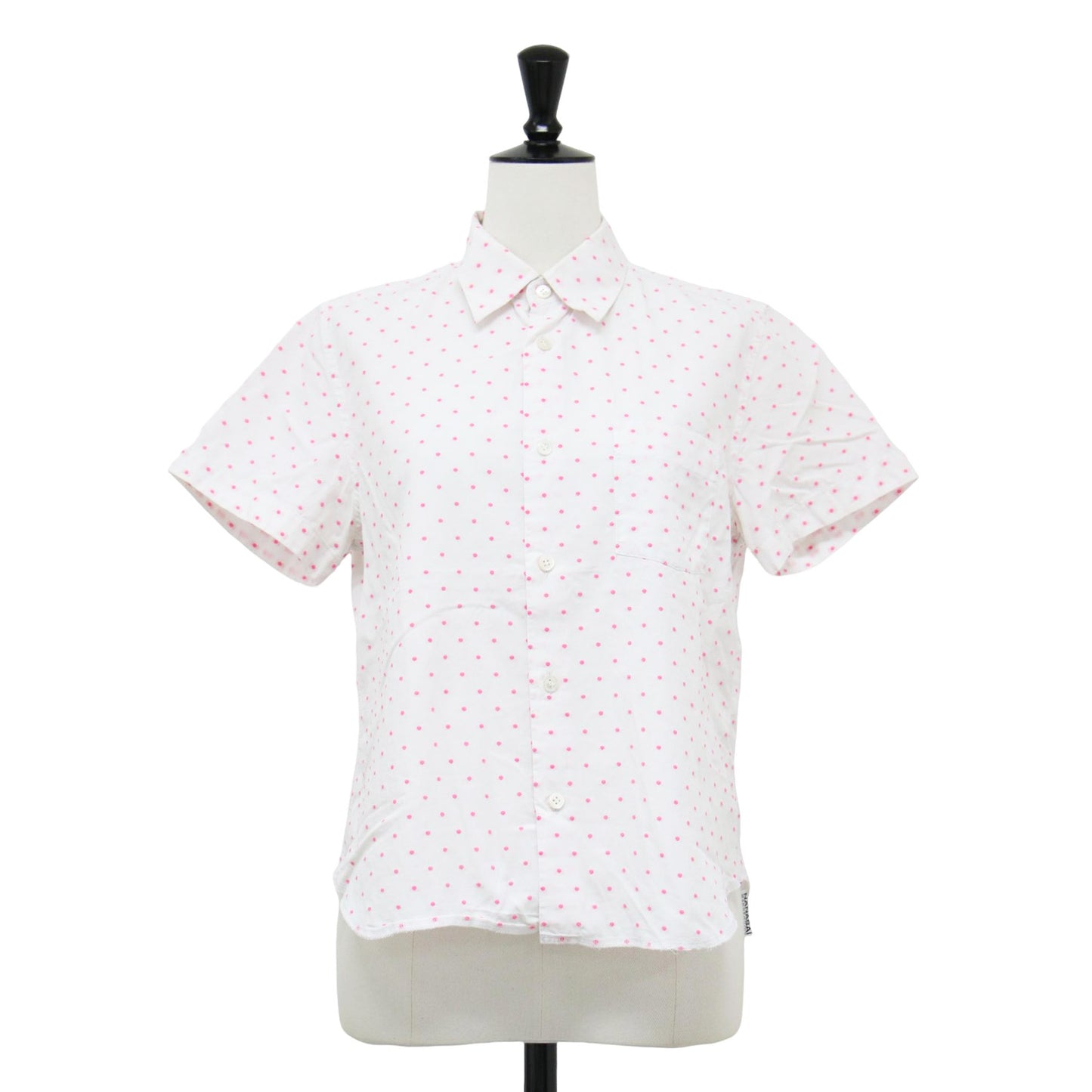 ドット 半袖 シャツ / ブラウス ボックスシルエット コンパクト ヘムライン 胸ポケット