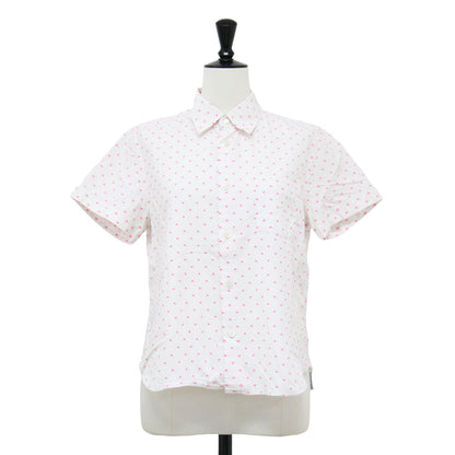 ドット 半袖 シャツ / ブラウス ボックスシルエット コンパクト ヘムライン 胸ポケット