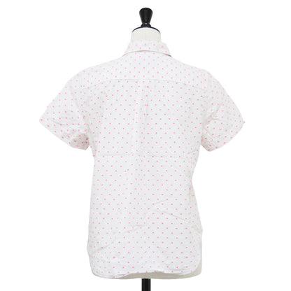 ドット 半袖 シャツ / ブラウス ボックスシルエット コンパクト ヘムライン 胸ポケット