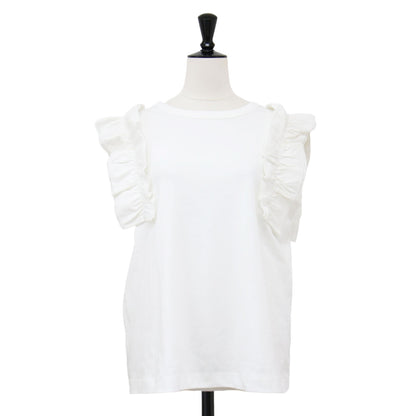 25春夏 シルケット フリルスリーブ プルオーバー カットソー / Tシャツ ノースリーブ ストレッチ