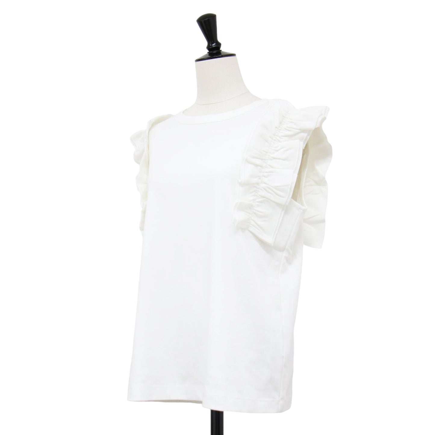 25春夏 シルケット フリルスリーブ プルオーバー カットソー / Tシャツ ノースリーブ ストレッチ