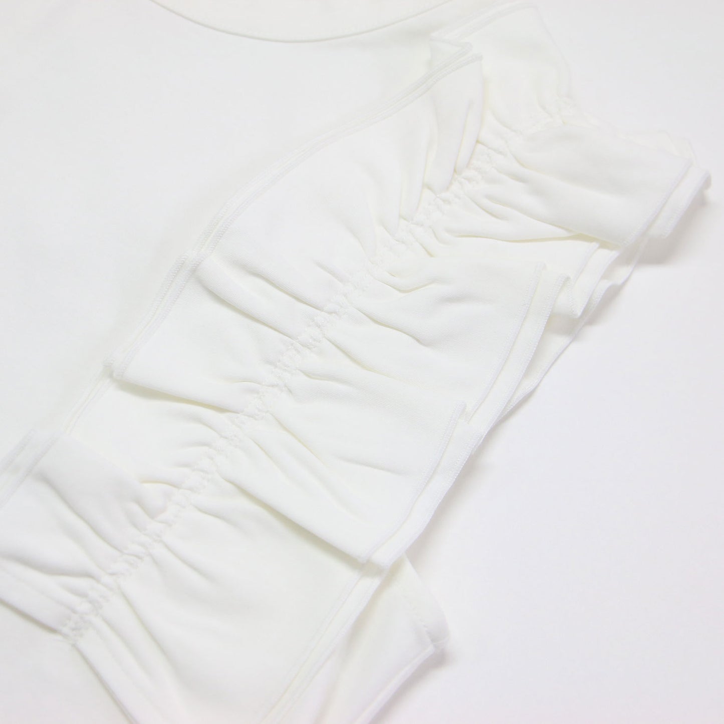 25春夏 シルケット フリルスリーブ プルオーバー カットソー / Tシャツ ノースリーブ ストレッチ